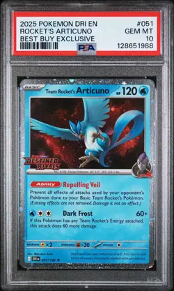 2025 POKEMON DRI EN-DESTINED RIVALS #051 TEAM ROCKET'S ARTICUNO PSA 10 - Image 1