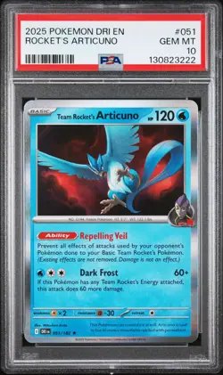 2025 POKEMON DRI EN-DESTINED RIVALS #051 TEAM ROCKET'S ARTICUNO PSA 10 - Image 1