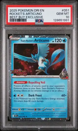 2025 POKEMON DRI EN-DESTINED RIVALS #051 TEAM ROCKET'S ARTICUNO PSA 10 - Image 1