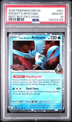 2025 POKEMON DRI EN-DESTINED RIVALS #051 TEAM ROCKET'S ARTICUNO PSA 10 - Image 1