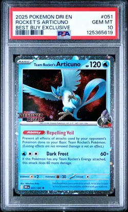 2025 POKEMON DRI EN-DESTINED RIVALS #051 TEAM ROCKET'S ARTICUNO PSA 10 - Image 1