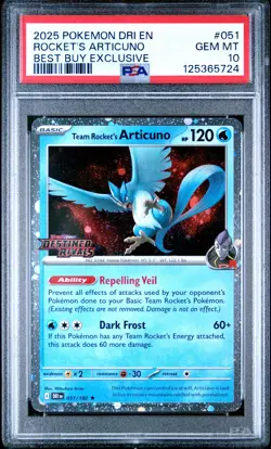 2025 POKEMON DRI EN-DESTINED RIVALS #051 TEAM ROCKET'S ARTICUNO PSA 10 - Image 1