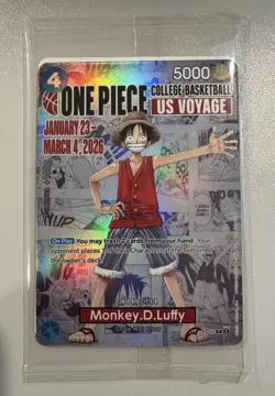 One Piece Monkey.D.Luffy College Basketball US Voyage Promo Card Luffy Rutgers - Image 1