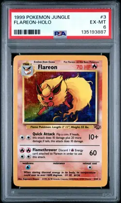1999 POKEMON JUNGLE #3 FLAREON-HOLO PSA 6 - Image 1