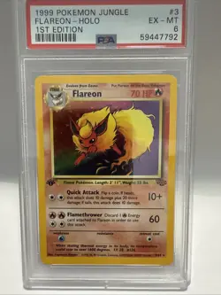 1999 POKEMON JUNGLE 1ST ED #3 FLAREON-HOLO PSA 6 - Image 1