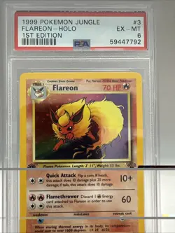 1999 POKEMON JUNGLE 1ST ED #3 FLAREON-HOLO PSA 6 - Image 3