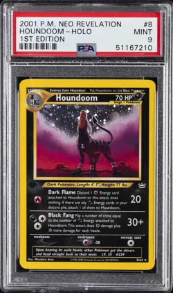 2001 POKEMON NEO REVELATION 1ST ED #8 HOUNDOOM-HOLO PSA 9 - Image 1