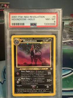 2001 POKEMON NEO REVELATION #8 HOUNDOOM-HOLO PSA 8 SWIRL - Image 1