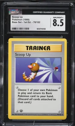 SCOOP UP CGC 8.5 NM/MINT+ 1999 POKEMON BASE SET 1ST EDITION #78/102 - Image 1