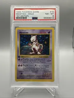 Pokemon Mewtwo Base Set Shadowless 1st Edition Holo Rare #10 PSA 8 NM - MT - Image 1