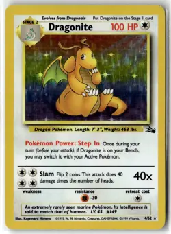 Dragonite ⭐ 4/62 Holo Rare Fossil 1999 Pokemon Unlimited NM/LP - Image 1