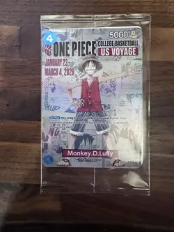 One Piece Monkey D. Luffy US College Basketball Promo Card RUTGERS 1/27 IN HAND - Image 1