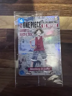 One Piece Monkey D. Luffy US College Basketball Promo Card RUTGERS 1/27 IN HAND - Image 1