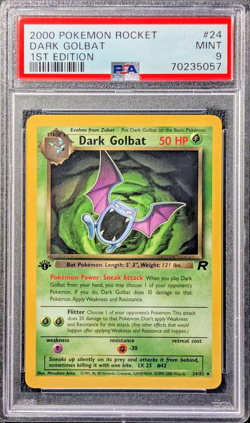 Pokemon 2000 1st Edition Team Rocket Dark Golbat non-holo rare 24/82 PSA 9 MINT - Image 1