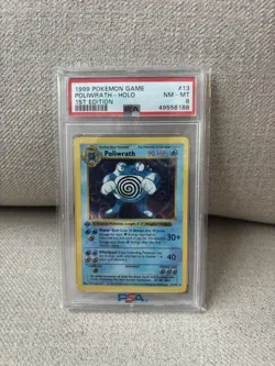 1999 POKEMON GAME #13 POLIWRATH HOLO 1ST EDITION PSA 8 - Image 1