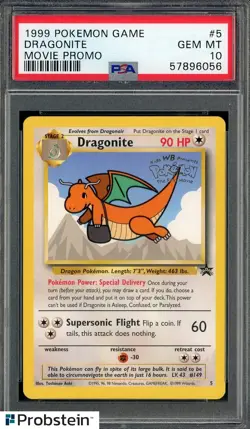 1999 Pokemon Game Movie Promo #5 Dragonite PSA 10 GEM MINT - Image 1