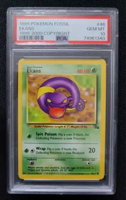 Pokemon Fossil 3rd Print Red Logo 1999 2000 Ekans 46/62 Psa 10 - Image 1