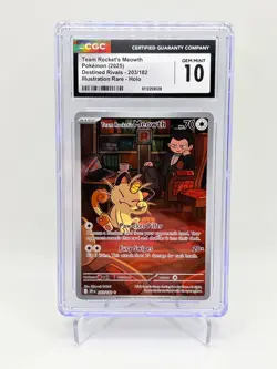 Pokemon Team Rocket's Meowth 203/182 Sv10: Destined Rivals Holo CGC Gem Mint 10 - Image 1