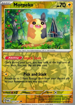 Pokemon Morpeko 072/167 Twilight Masquerade Uncommon Holo 2024 Trading Card - Image 1