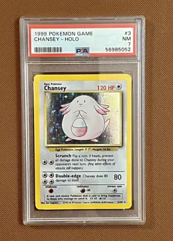 1999 POKEMON Base Set Unlimited 3/102 CHANSEY Holo Rare PSA 7 Near Mint - Image 1