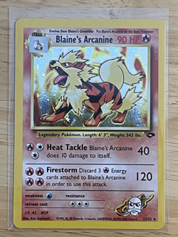 Pokemon TCG Blaine's Arcanine 1/132 Holo Rare Gym Challenge Light Play/Near Mint - Image 1