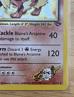Pokemon TCG Blaine's Arcanine 1/132 Holo Rare Gym Challenge Light Play/Near Mint - Image 5