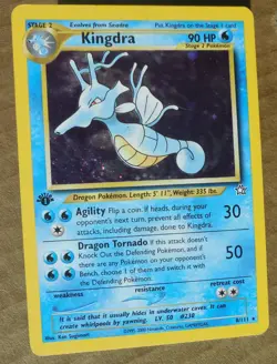Kingdra 8/111 Rare Holo 1st Edition Neo Genesis Set Pokemon Card MP - Image 1