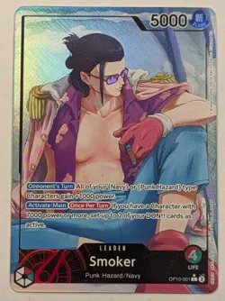 One Piece TCG English OP10-001 Royal Blood Smoker Leader Alt Art Parallel MINT - Image 1