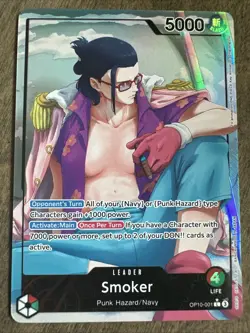One Piece TCG English OP10-001 SMOKER Leader Alt Art Parallel - Image 1