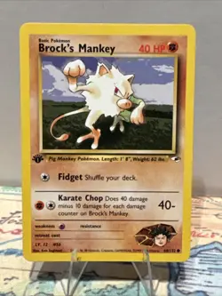 Pokemon TCG Brock's Mankey Gym Heroes 1st Edition Common Card 68/132 WOTC - Image 1
