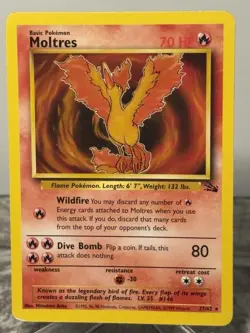 Moltres 27/62 Fossil Non-Holo Rare Vintage Pokemon Card 1999 Near Mint Condition - Image 1