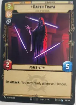 Official Star Wars: Unlimited Darth Traya Sith Secrets Of Power Card #188 - Image 1