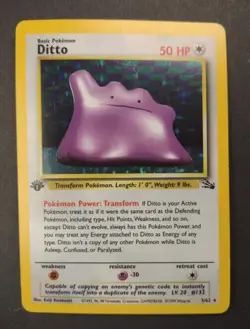 1999 Pokemon TCG Fossil Ditto 1st Edition Holo Rare 3/62 MP 1st ed. - Image 1