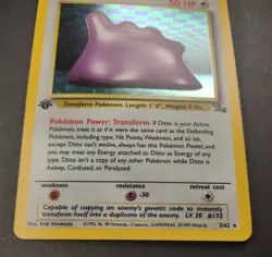 1999 Pokemon TCG Fossil Ditto 1st Edition Holo Rare 3/62 MP 1st ed. - Image 2