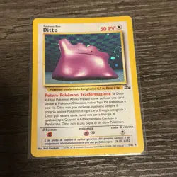 Ditto 3/62 Pokemon TCG Fossil Set 1999 WOTC Vintage Holo Rare MP Swirl - Image 1