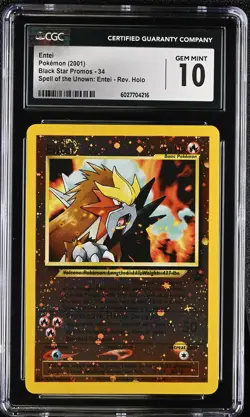 ENTEI Black Star Promo Reverse Holo #34 CGC 10 Vintage Pokemon *SWIRL* - Image 1
