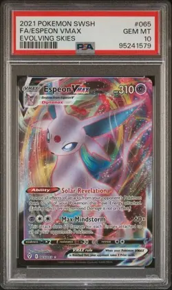 PSA 10 2021 POKEMON SWORD & SHIELD EVOLVING SKIES #065 FA/ESPEON VMAX - Image 1