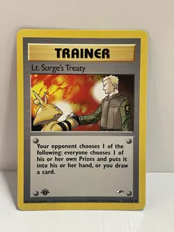 Pokemon WOTC TCG VTG Lt. Surge's Treaty 112/132 Gym Heroes Regular LP - Image 1