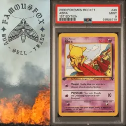 Pokemon PSA 9 MINT Abra 1st Edition Team Rocket Pokemon WOTC 2000 49/82 1st Ed - Image 1