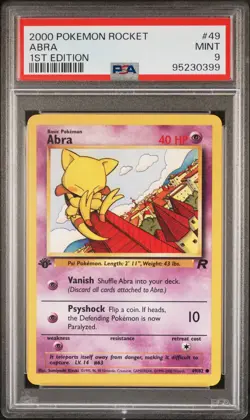 2000 POKEMON ROCKET 1ST EDITION #49 ABRA PSA 9 - Image 1
