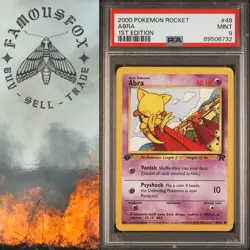 Pokemon PSA 9 MINT Abra 1st Edition Team Rocket Pokemon WOTC 2000 49/82 - Image 1