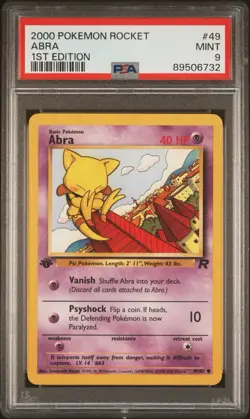 Pokemon PSA 9 MINT Abra 1st Edition Team Rocket Pokemon WOTC 2000 49/82 - Image 2
