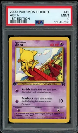 2000 Pokemon Team Rocket Abra 1st Edition #49 PSA 9 - Image 1