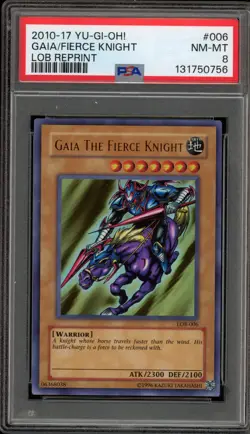 Yu-Gi-Oh! Gaia The Fierce Knight Legend of Blue Eyes Reprint LOB-006 PSA 8 - Image 1