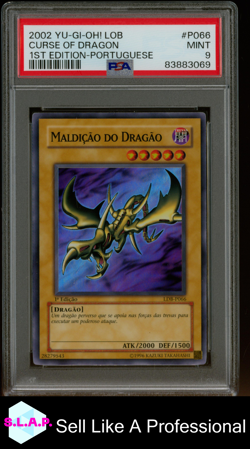 CURSE OF DRAGON 1ST ED-PRT YU-GI-OH! LOB-LEGEND OF BLUE EYES 2002 P066 PSA 9 - Image 1