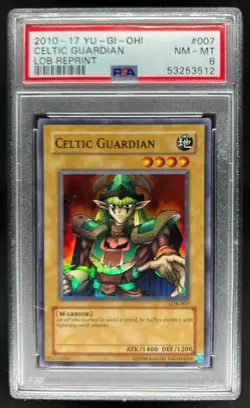 2010 Yu-Gi-Oh! Legend of Blue Eyes Dragon Reprint Celtic Guardian #LOB-007 PSA 8 - Image 1
