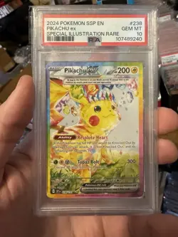 Pokemon SV Surging Sparks Special Illustration SIR Pikachu ex 238 PSA 10 GEM - Image 1