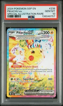 2024 Pokemon Pikachu ex Surging Sparks Special Illustration Rare SIR #238 PSA 10 - Image 1