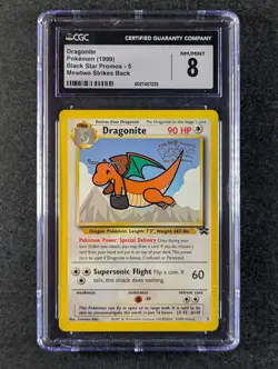 1999 Pokemon DRAGONITE #5 Black Star Promo Mewtwo Strikes Back English CGC 8 - Image 1