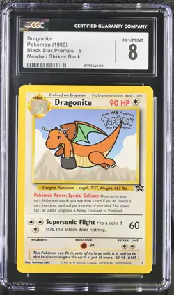 CGC 8 Dragonite 1999 Black Star Promos 5 Mewtwo Strikes Back Pokemon Card - Image 1